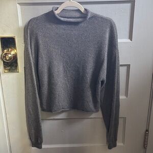 Reformation Recycled Cashmere Blend Crop Roll Neck Sweater Medium- Cocoa